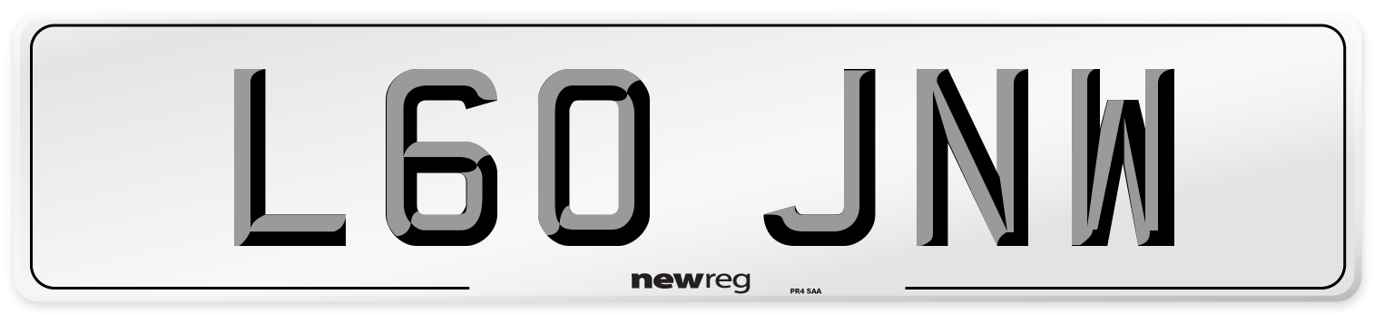 L60 JNW Number Plate from New Reg